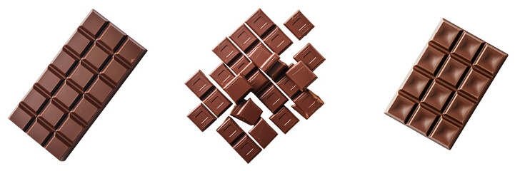 Set of Chocolate bar isolated on transparent background