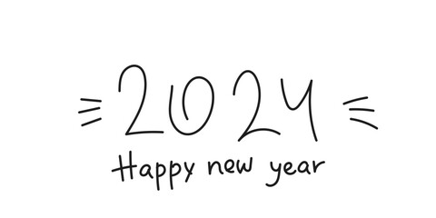 2024 hand lettering style inscription. Free caligraphy. Happy new year 2024 vector design. Number illustrations design for poster, banner, greeting and new year 2024 celebration.