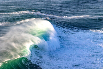 Beautiful deep blue tube wave, view from above
