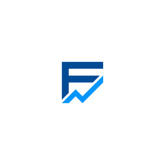  F initial logo with blue marketing progress icon.