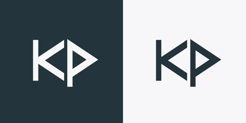 KP initial logo icon illustration - obrazy, fototapety, plakaty