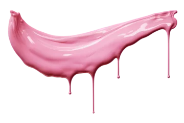 Fotobehang Smooth glossy pink liquid cream splash isolated on transparent background © Oksana