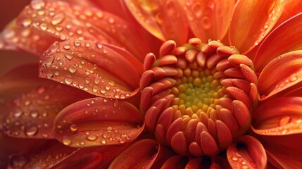 A close-up view of a flower with sparkling water droplets. Perfect for adding a fresh and vibrant touch to any project