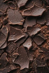 A detailed close-up of a single piece of chocolate. This image can be used to showcase the texture and indulgence of chocolate in various applications