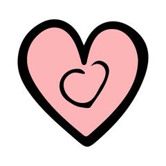 Pastel beige doodle heart isolated on white background. Hand drawn love heart. Vector illustration for any design. - 707931973