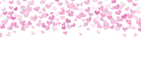 Pink vector heart confetti background, isolated banner design, valentine wallpaper with hearts