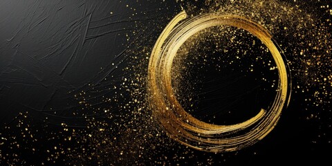 A gold circle on a black background. Can be used for various design projects