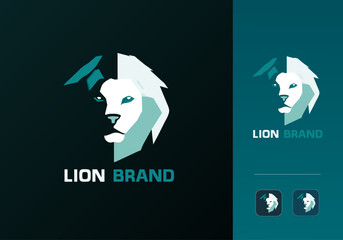 Lion Logo Design Vector Template.
Modern Abstract Lion Brand Logo Illustration with App Icon. Strength, King, Brave, Beast, Lio, hunting, predator, regal, wildlife Sign or Symbol Logo Element.
