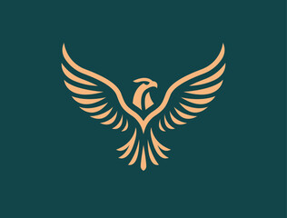 Flying eagle logo design. Vector illustration. Stylized bird logotype.