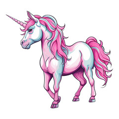 Obraz na płótnie Canvas Watercolor cute Rainbow Unicorn Clipart with Magical Horn and Expressions