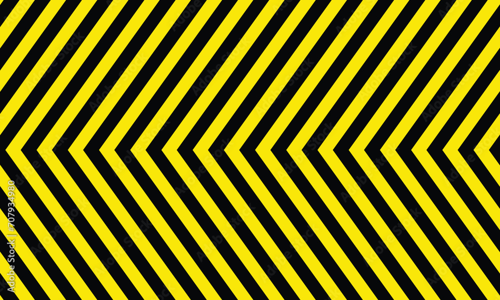 Poster abstract yellow arrow warning line pattern on black.