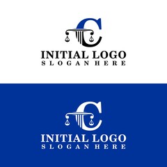  Elegant Initial C pillar, Law firm, attorney logo