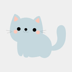 Sitting cute vector cats. flat