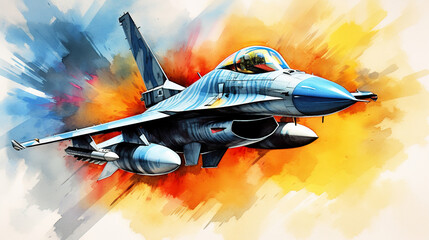 modern fourth generation combat air fighter jet in sky, advanced stealth military aircraft flying