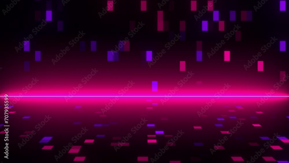 Aufkleber abstract technology background with blocks and neon line. computer generated 3d render