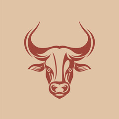Elegant bull head logo design. Creative bull horns symbol. Vector illustration. 