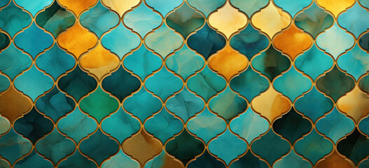 decorative turquoise and gold moroccan mosaic