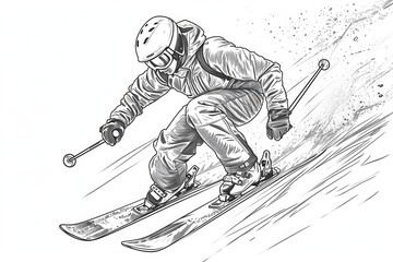 A man riding skis down a snow covered slope. Perfect for winter sports enthusiasts or travel blogs featuring snowy destinations