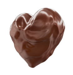 3d rendering heart made of chocolate isolated on a white background
