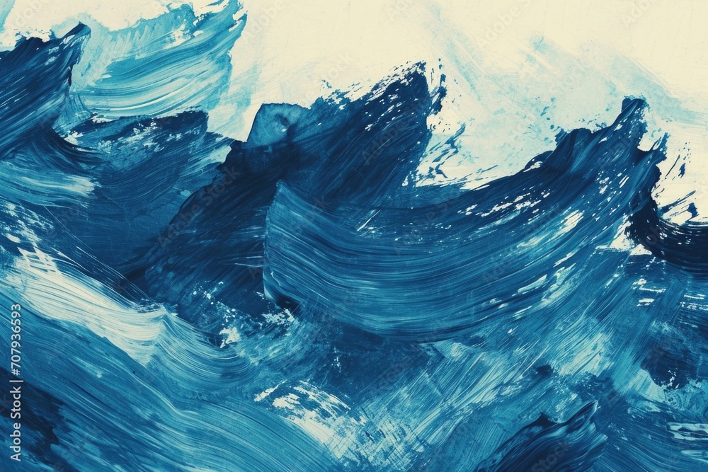 Aufkleber A detailed close-up of a painting depicting a powerful and crashing wave. Perfect for adding a touch of nature and energy to any space