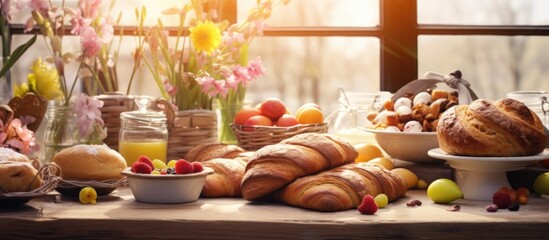 Easter bakery with fresh croissant, homemade buttery, and delicious snacks.