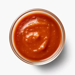 Deurstickers top view photography of a sauce isolated on a transparent background created with Generative Ai © Andrii Yablonskyi