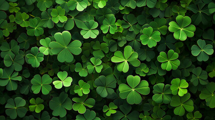 Saint Patrick's Day Holiday Card, Greetings Card, Clover background. Ai Generated 