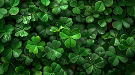 Saint Patrick's Day Holiday Card, Greetings Card, Clover background. Ai Generated 