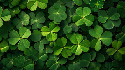 Saint Patrick's Day Holiday Card, Greetings Card, Clover background. Ai Generated  - obrazy, fototapety, plakaty