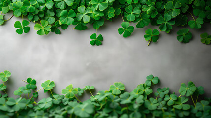 Saint Patrick's Day Holiday Card, Greetings Card, Clover background. Ai Generated 