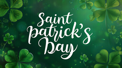 Saint Patrick's Day Holiday Card, Greetings Card, Clover background. Ai Generated 