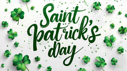 Saint Patrick's Day Holiday Card, Greetings Card, Clover background. Ai Generated 