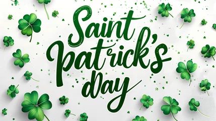 Fotobehang Saint Patrick's Day Holiday Card, Greetings Card, Clover background. Ai Generated  © SixthSense