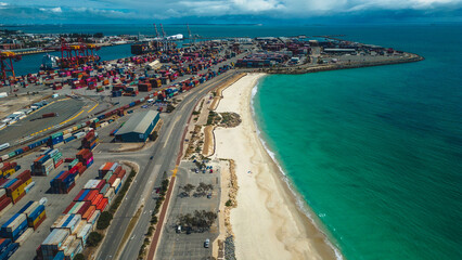 Port Beach, North Fremantle - Perth, Western Australia: 29th of october 2023: Aerial view of Port...