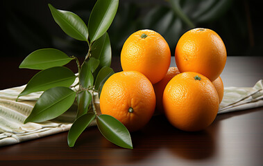 Ripe and juicy oranges. Healthy food. AI generated