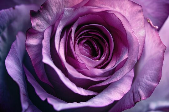 A close up photograph of a purple rose in a vase. Suitable for floral arrangements or home decor