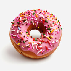 top view photography of a donut isolated on a transparent background created with Generative Ai