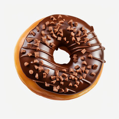 top view photography of a donut isolated on a transparent background created with Generative Ai