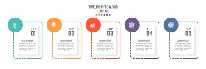 Vector Infographic label design template with icons and 5 options or steps. - obrazy, fototapety, plakaty
