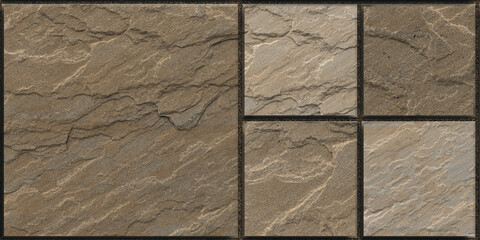 stone wall texture, rustic stone wall cladding, beige ivory vitrified parking tiles random design,...