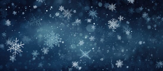 Abstract composition of snowflakes on a dark winter background, representing the Christmas and New Year concept.