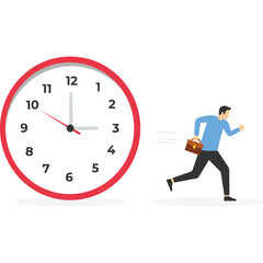 Employees rush because they are late for work, Vector illustration in flat style

