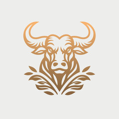 Bull head logo design. Creative bull horns symbol. Vector illustration.  - 707944148