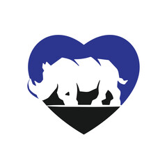 Rhino love and care vector icon logo design.	
