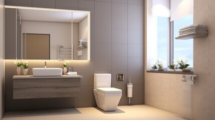 Fototapeta na wymiar Luxurious modern bathroom and toilet