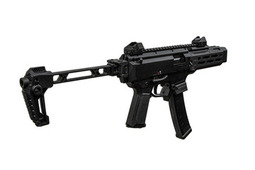 A modern automatic PCC carbine chambered for 9mm pistol caliber. Weapons for the police, army and...