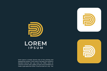 initial letter PD logo design template element