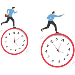 Business team rush to work against time, Vector illustration in flat style

