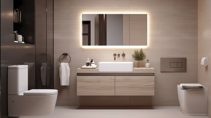 Fototapeta na wymiar Luxurious modern bathroom and toilet