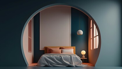 bedroom background, rounded base, minimalist, slim, 8k.